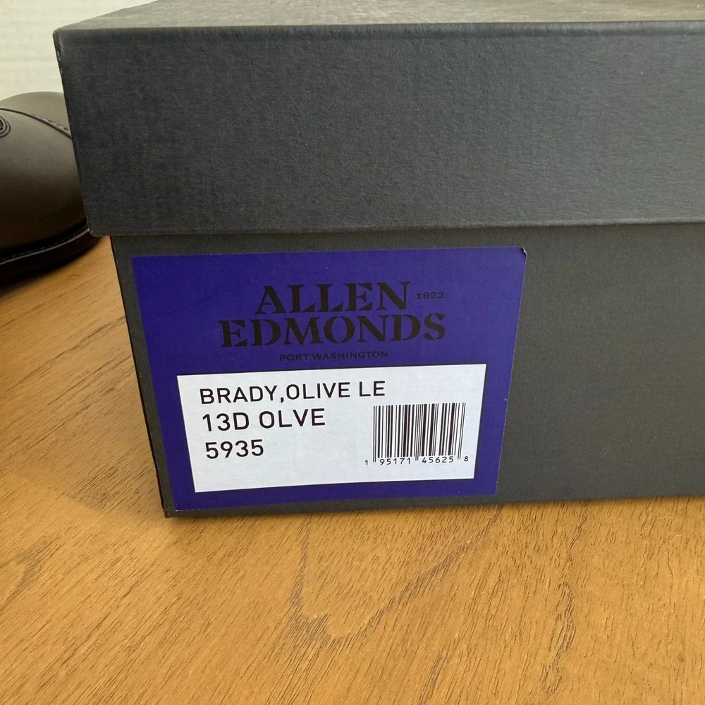 Allen Edmonds Brady Oxford Men Size 13D Olive Green Leather Cap Toe 5935